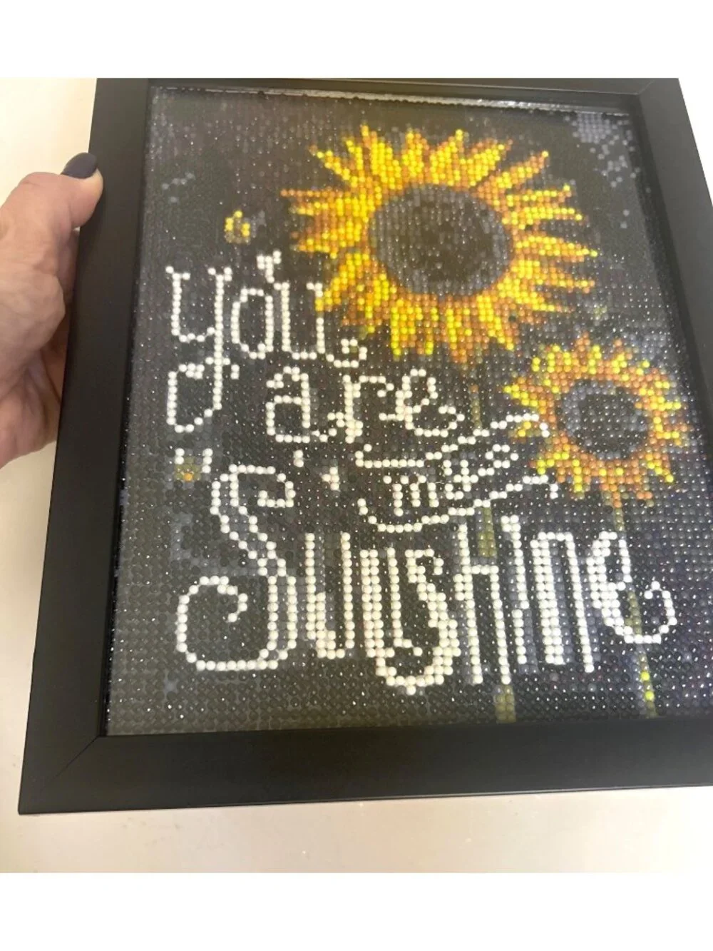 You Are My Sunshine Sunflower Diamond Painting Framed Wall Art Handmade Rustic